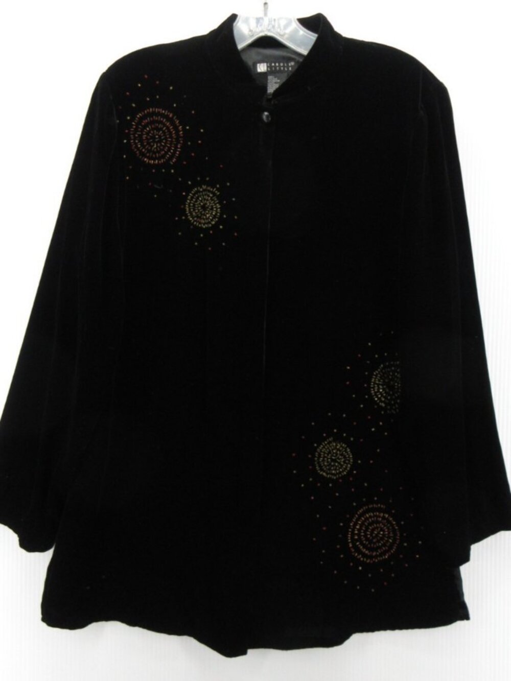 Carole Little Top Medium Velvet Silk Art Blouse Beaded Firework